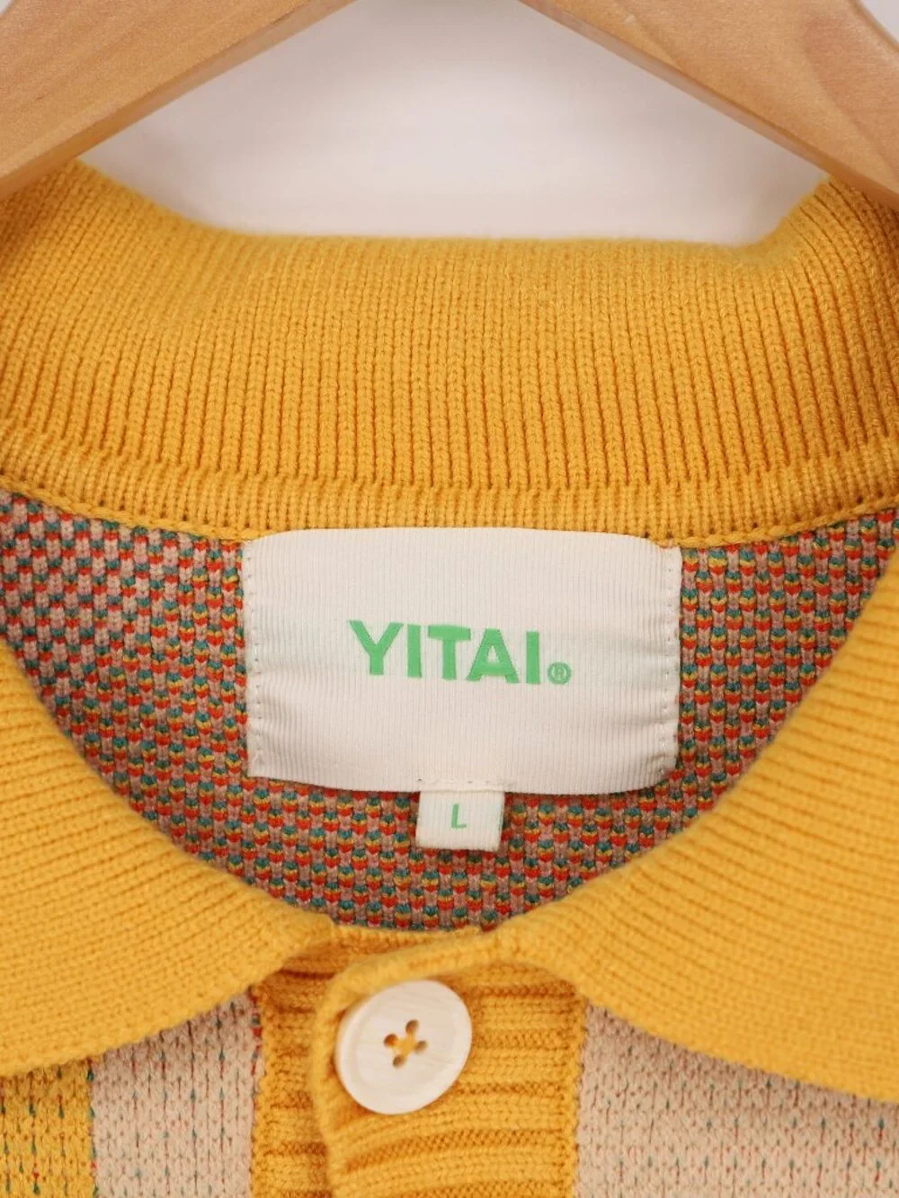 YITAI "New Wave" Men's Short Sleeve Button Down Retro Knit Cardigan Size L - Picture 4 of 6